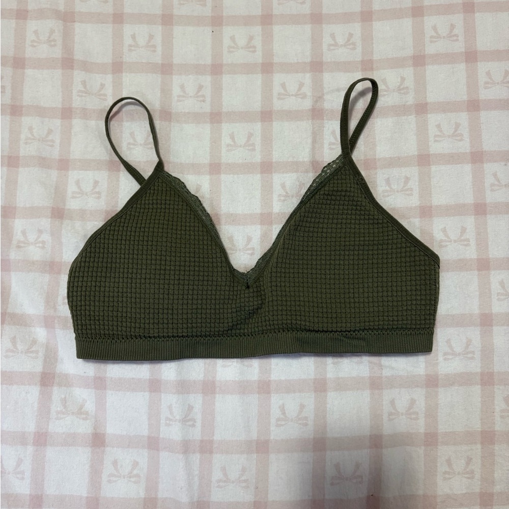 C&C California Dark Green Textured Bralette